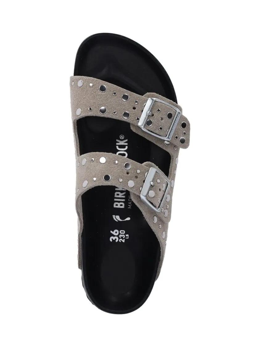 Thumbnail - Birkenstock Sandalen - "Arizona Rivet" Studded Sandals – Taupe - Gr. 39 (EU) - in Grau - für Damen