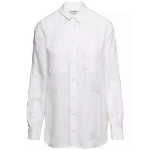 Burberry White Oversized Shirt With All-Over Embroidery Pri White 