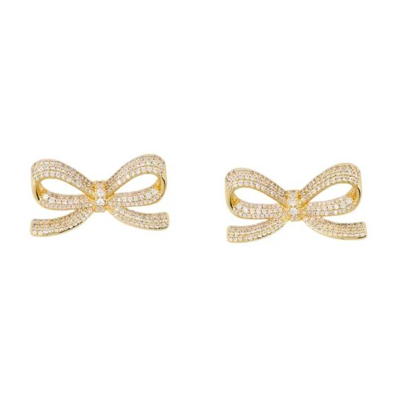 Self Portrait Oorknopjes Crystal Bow Earrings Gold