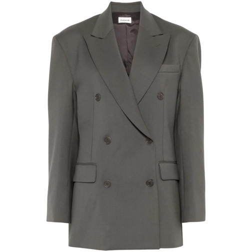 P.A.R.O.S.H. Blazer Ivy Green Virgin Wool Blend Twill Blazer Grey