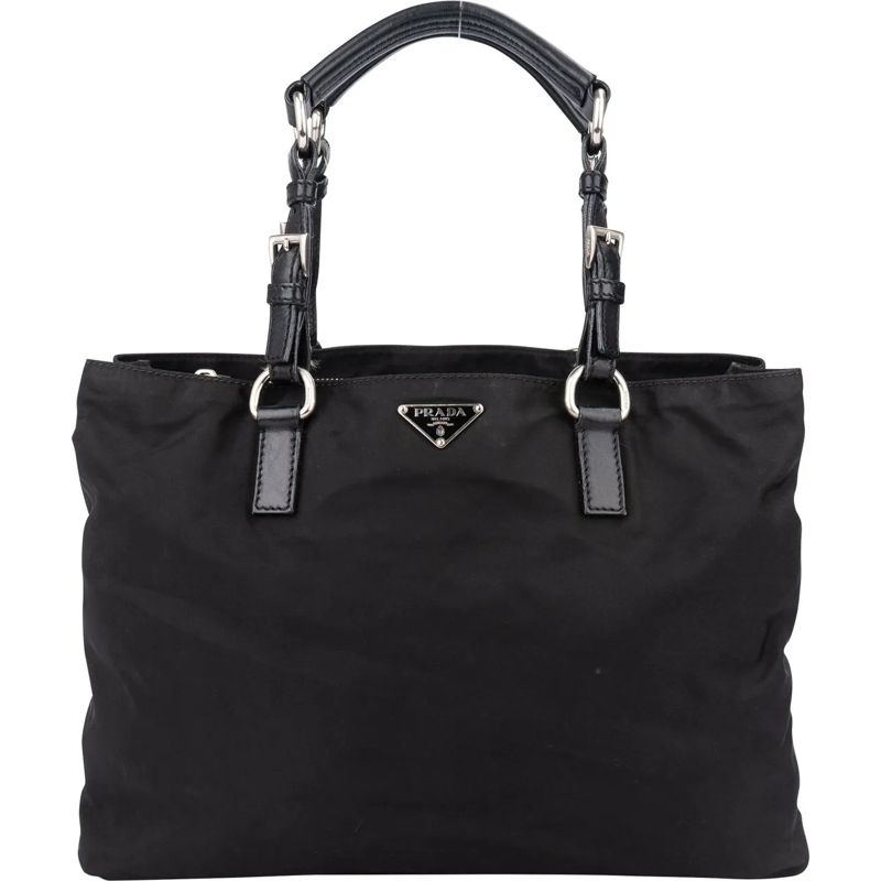 Prada Schultertasche Prada Black Nylon Triangle Handbag schwarz