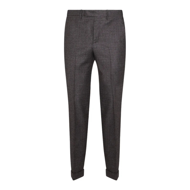 Pt Torino Chino Tailored Formal Pants With Subtle Checkered Patter Grey