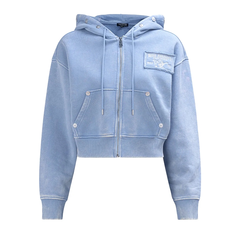 True Religion  Zip-Hoodie VINTAGE WASHED hell-blau