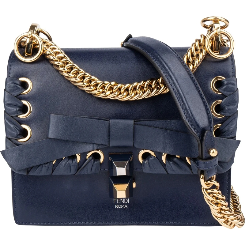 Fendi Schultertasche Fendi Bleu Leather Kan I Crossbody Bag blau