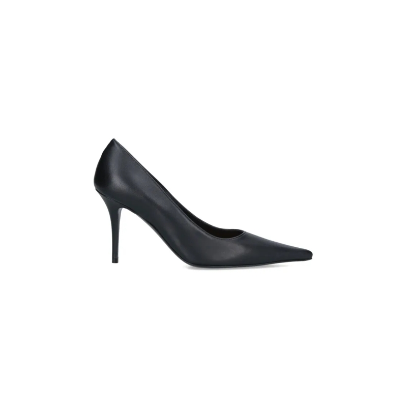Amina Muaddi Pumps "Barbara" Pumps In Black Lambskin, Pointed Toe Black