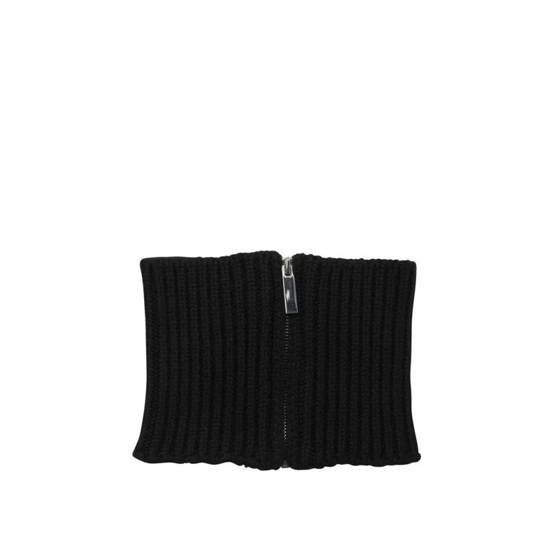 Sa Su Phi Lichtgewicht Sjaal Ribbed Cashmere Scarf With Zip Closure And Texture Black