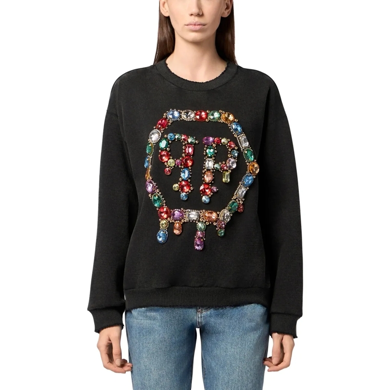 Philipp Plein Top Open Back Sweatshirt Hexagon Stones schwarz(Image 3)