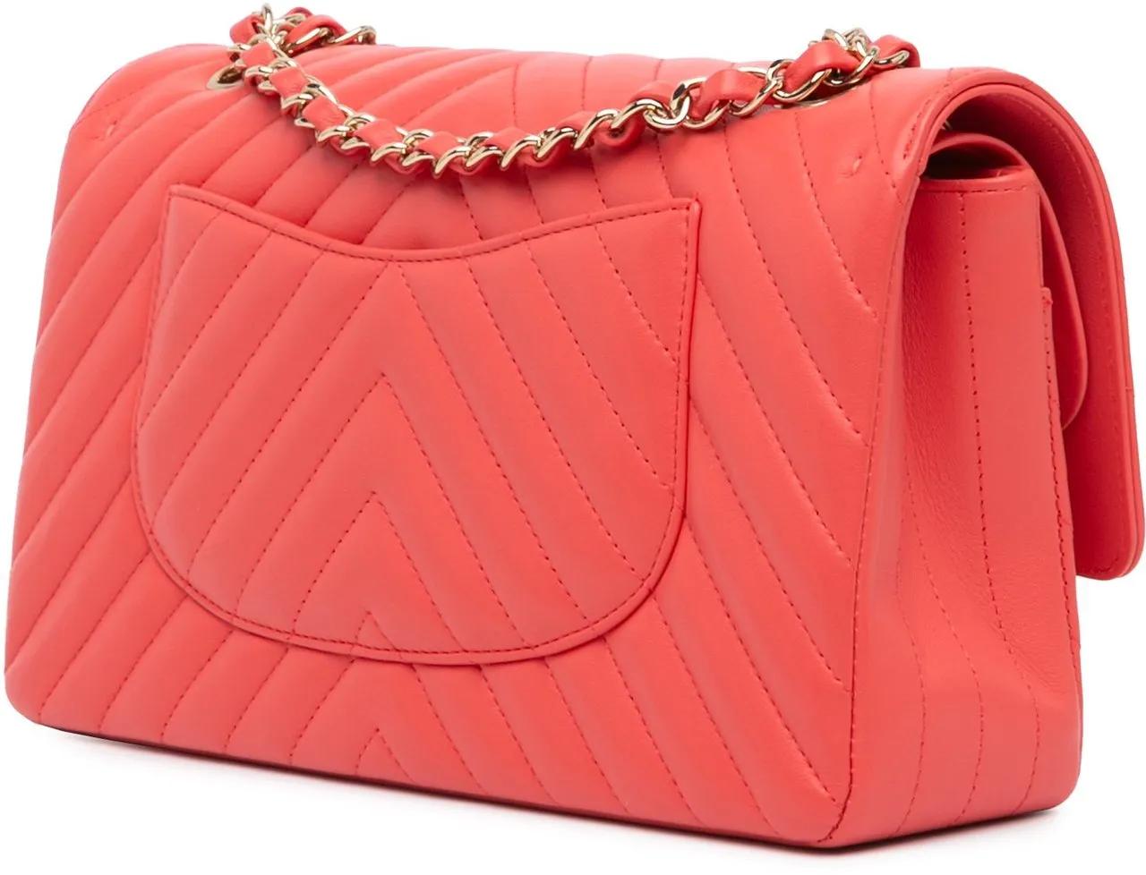 Thumbnail - Chanel Hobo Bags - Medium Classic Chevron Lambskin Double Flap - Gr. unisize - in Rot - für Damen