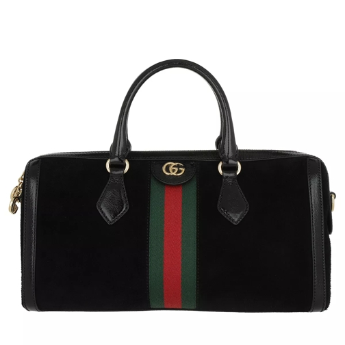 Gucci Ophidia Medium Top Handle Bag Suede Black Bowling Bag