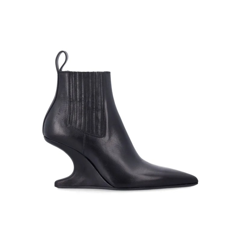 Rick Owens Laarzen Ankle Sharp Black Washed Calf Leather Boots Black