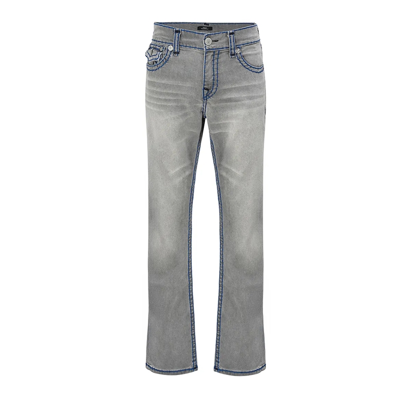 True Religion Jeans - Modell: Ricky- Lockere Passform- Farbige Ziern grau