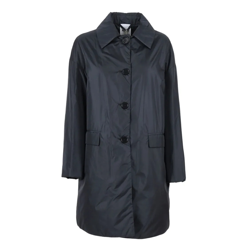 Aspesi Manteau de transition Long Coat With Classic Collar Blue