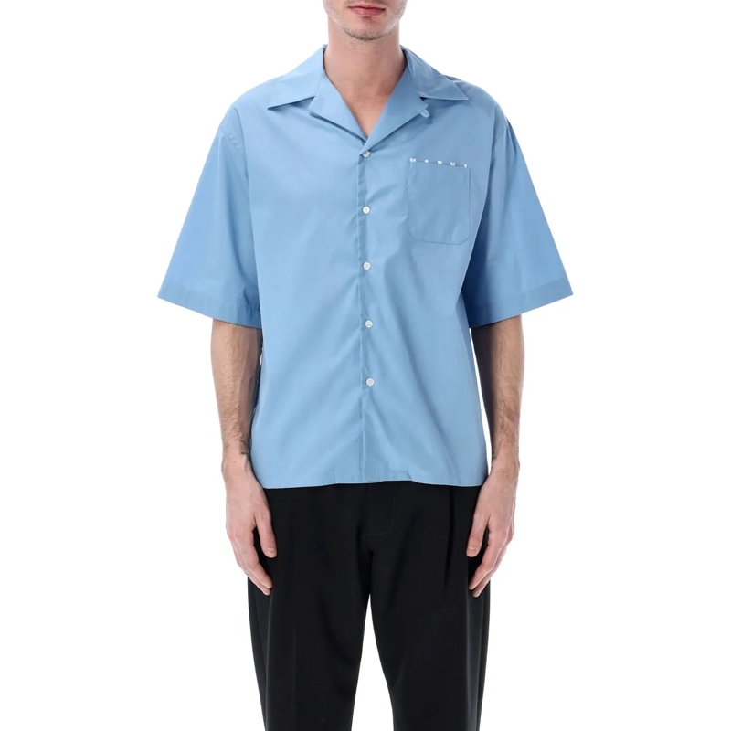 Marni Haut décontracté Bowling Shirt Logo Blu hellblau