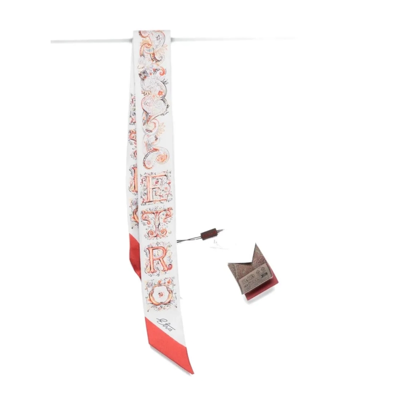 Etro Écharpe légère Silk Scarf With Baroque-Inspired Multicolour Patte Neutrals