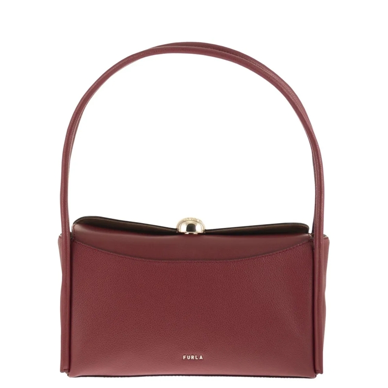 Furla Schultertasche Structured Burgundy Calfskin Leather Nicole Satche Burgundy