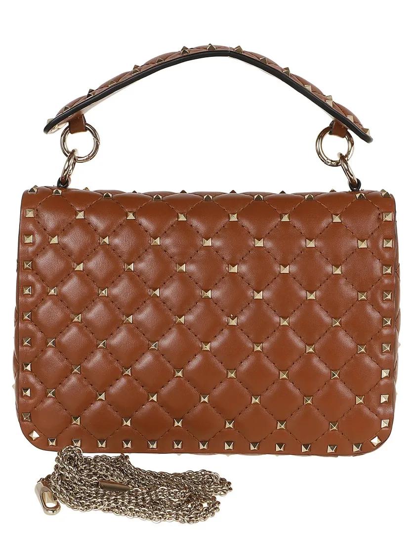 Valentino Shoppers Medium Shoulder Bag Spike Rockstud in bruin