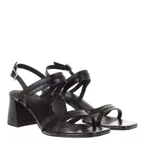 What For Emma Sandals Embossed Kid Black Strappy sandaal