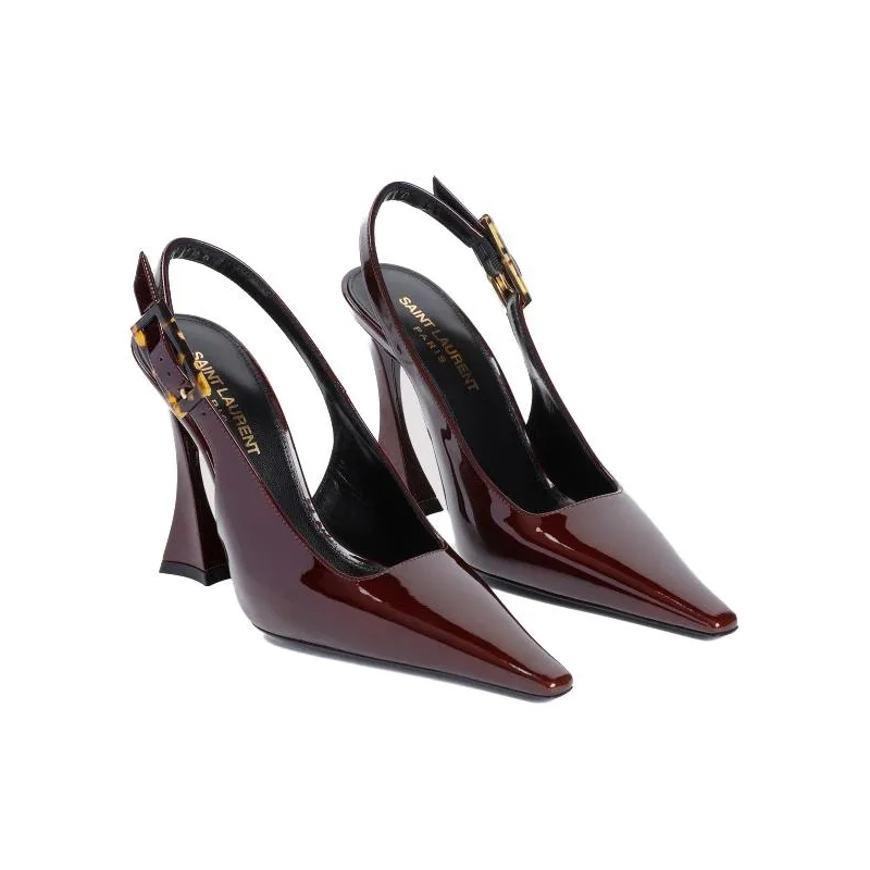 Saint Laurent Pumps Stone Sevilla Brown Patent Leather Pumps Brown(Image 5)