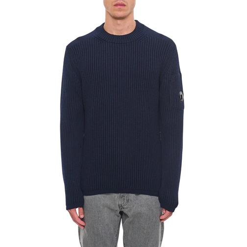 CP Company Trui Knitwear Crew Neck In Wool Blue