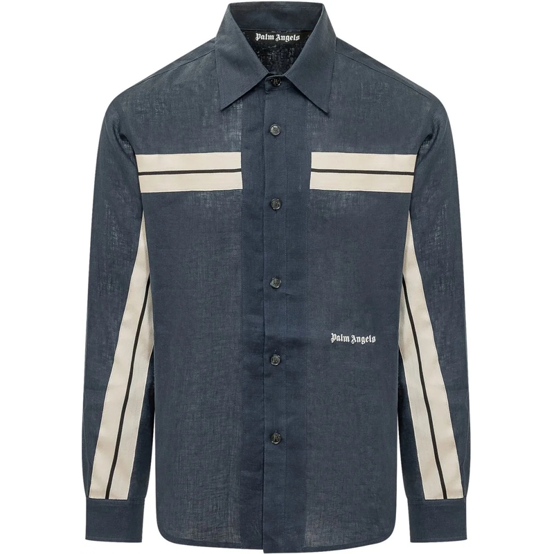 Palm Angels Haut décontracté Camicia Track con Bande e Logo blau