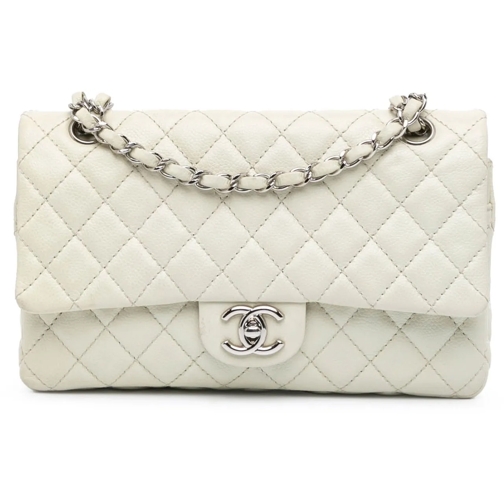 Chanel Schultertasche 2008-2009 Medium Classic Caviar Double Flap weiß