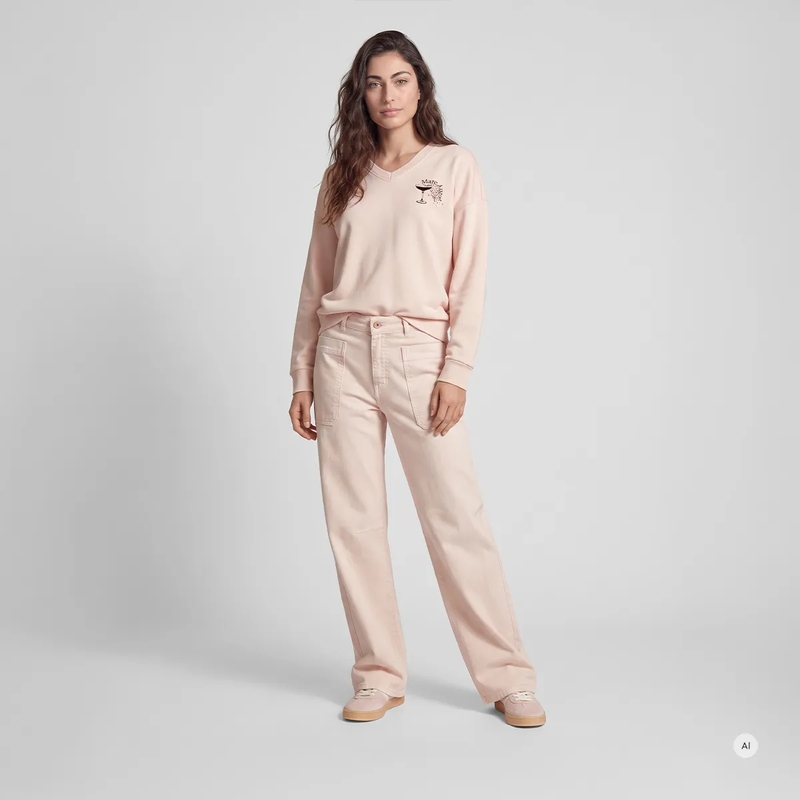 Marc Aurel Sweatshirt Shirt- mit Stickung und Strasssteile- mit Druck rose(Image 2)