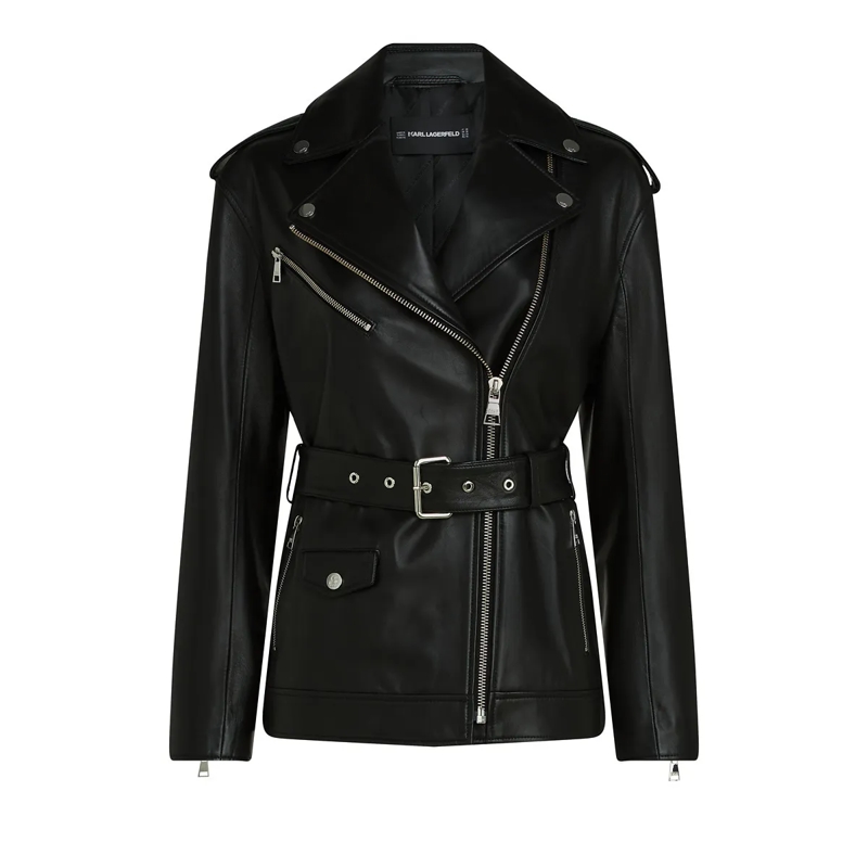 Karl Lagerfeld Daunenjacke Oversized-Lederjacke schwarz