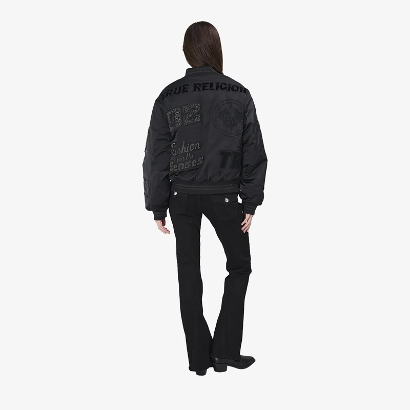 True Religion Blouson - Bomber-Jacke- Verzierung mit Ziersteine- Lässi schwarz(Image 4)