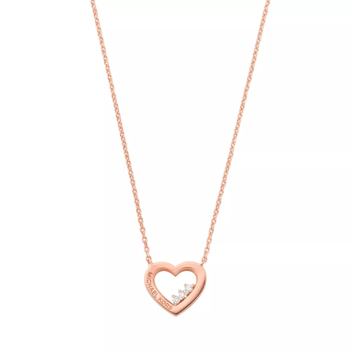Michael Kors 14K Sterling Silver Laboratory Grown Diamond Heart Rose Gold Kort halsband