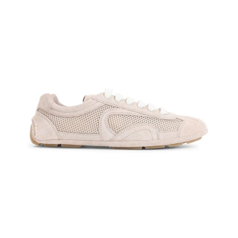 Prada Low-Top-Sneaker Low-Profile Suede And Mesh Sneakers Neutrals
