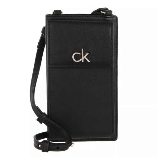 Calvin Klein Re-Lock Phone Xbody Card Wallet CK Black Portefeuille sur chaîne