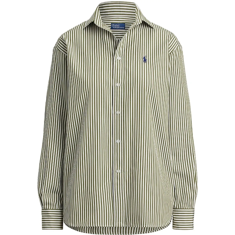 Ralph Lauren Bluse Blouse gestreept groen/wit weiß