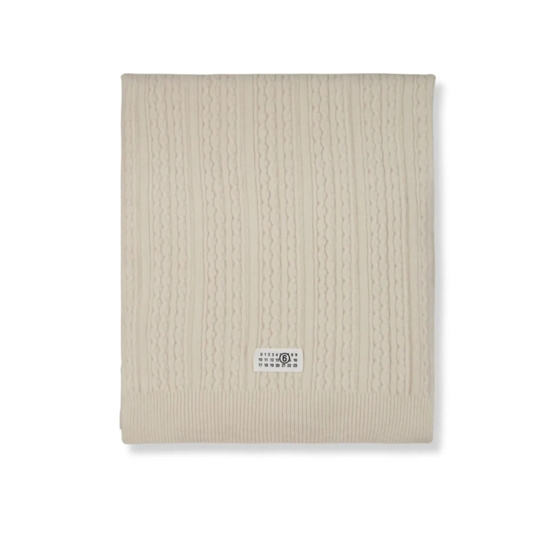 MM6 Maison Margiela Leichter Schal Cable-Knit Scarf With Numeric Logo Neutrals