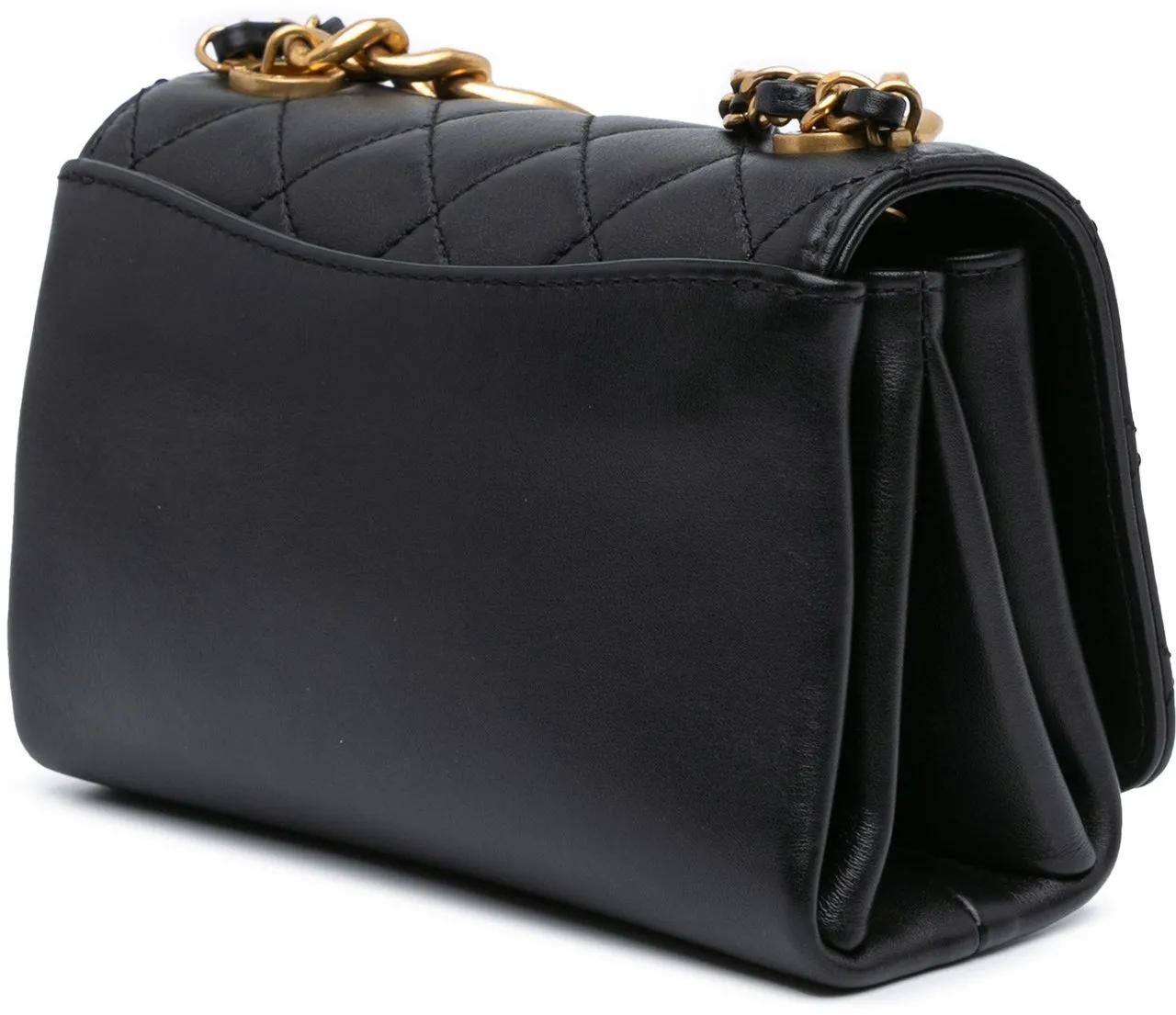 Chanel Hobo bags 2021-2023 Quilted Calfskin Pearl Jewel Chain Flap in zwart