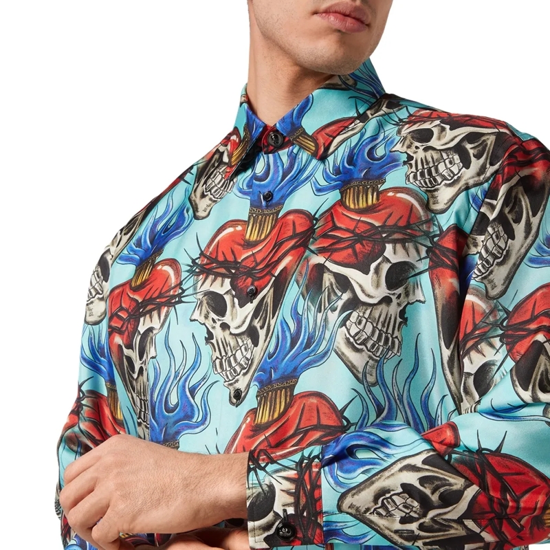Philipp Plein Hemd Hemd Tattoo türkis(Image 4)