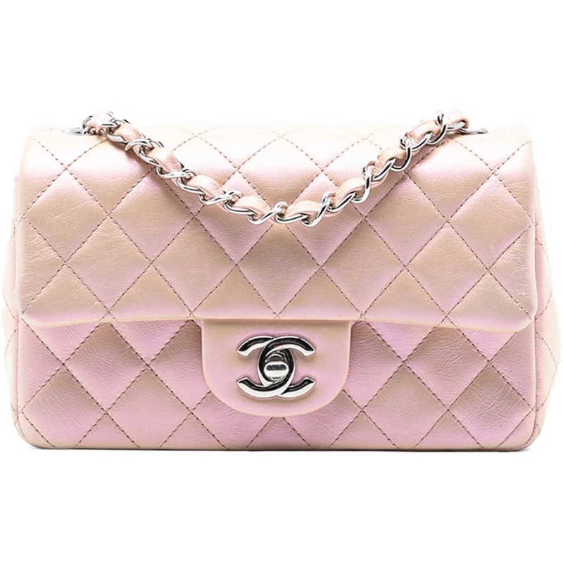 Chanel Schultertasche Mini Rectangular Classic Iridescent Lambskin Singl rose