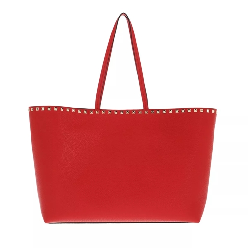 Valentino Garavani Rockstud Studded Shopping Bag Leather Red Shopping Bag