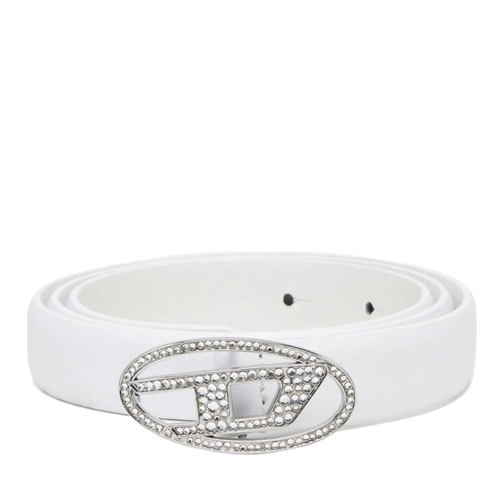 Diesel Ledergürtel 1dr Crystal Logo Strass Belt White weiß