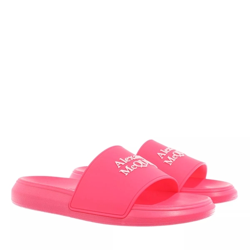 Alexander McQueen Pool Slides Neon Pink/White Claquette
