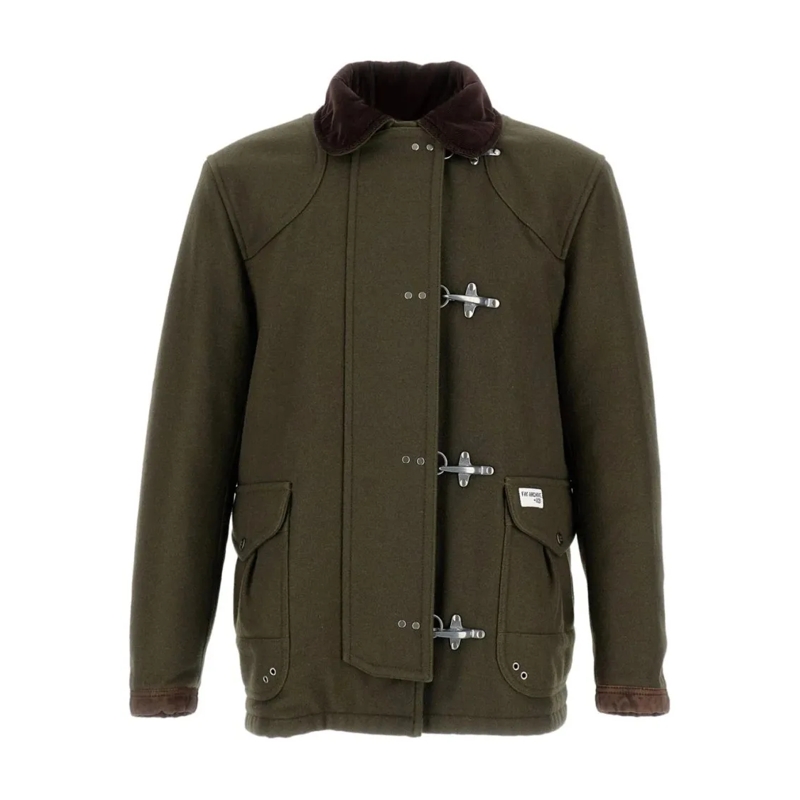 Fay  4-Ganci Archive Jacket With Hook Closures Green