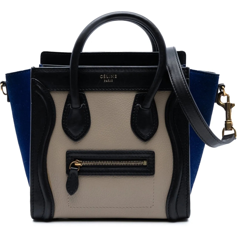 Celine Schultertasche Nano Tricolor Leather Luggage Tote braun