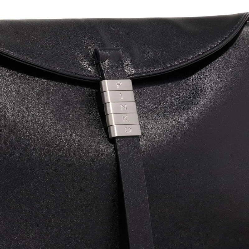 Pinko Schultertasche New Saddle Nero Limousine - Matt Silver(Image 4)