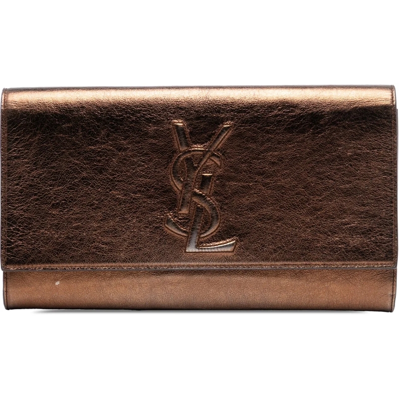 Saint Laurent Clutch Large Metallic Leather Belle de Jour Clutch braun