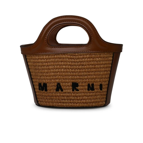 Marni Fourre-tout Brown Leather Blend Micro Tropicalia Bag Brown