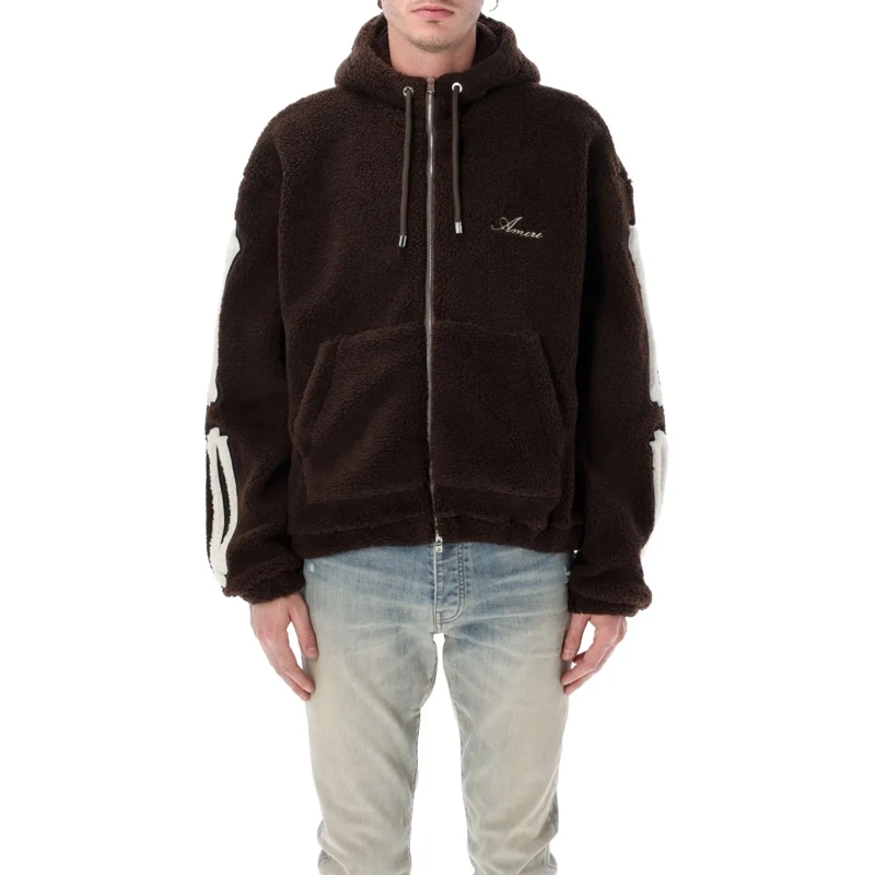 Amiri  Bones Fleece Zip Hoodie Black