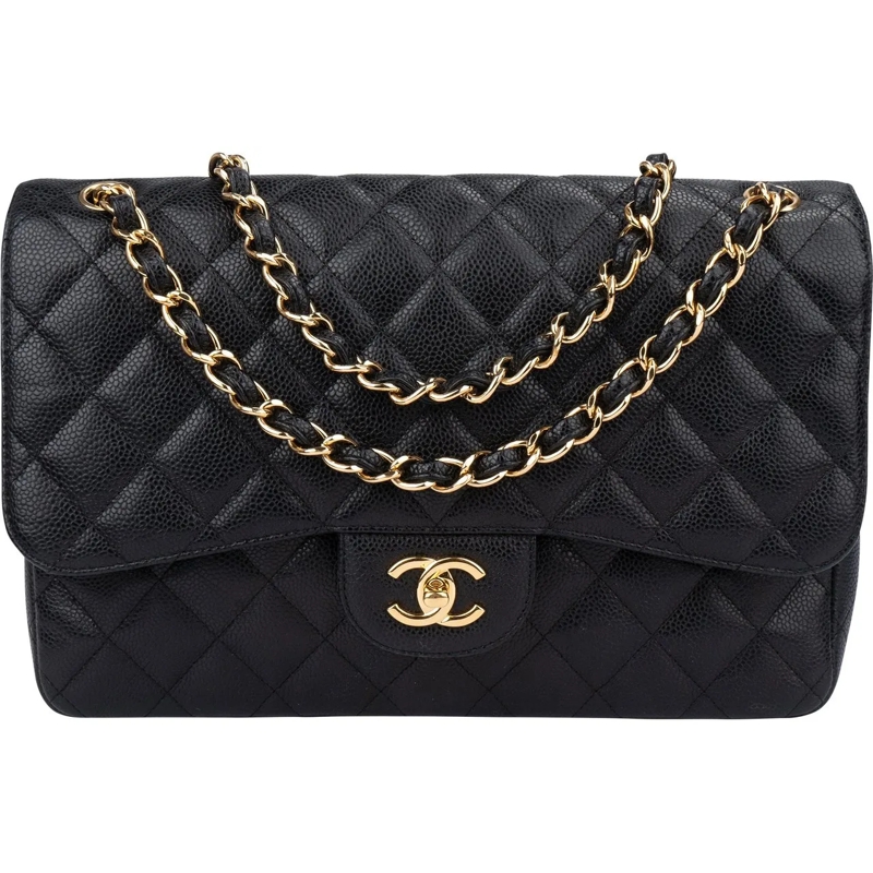 Chanel Sac à bandoulière Chanel Quilted Caviar Jumbo Double Flap Crossbody  schwarz