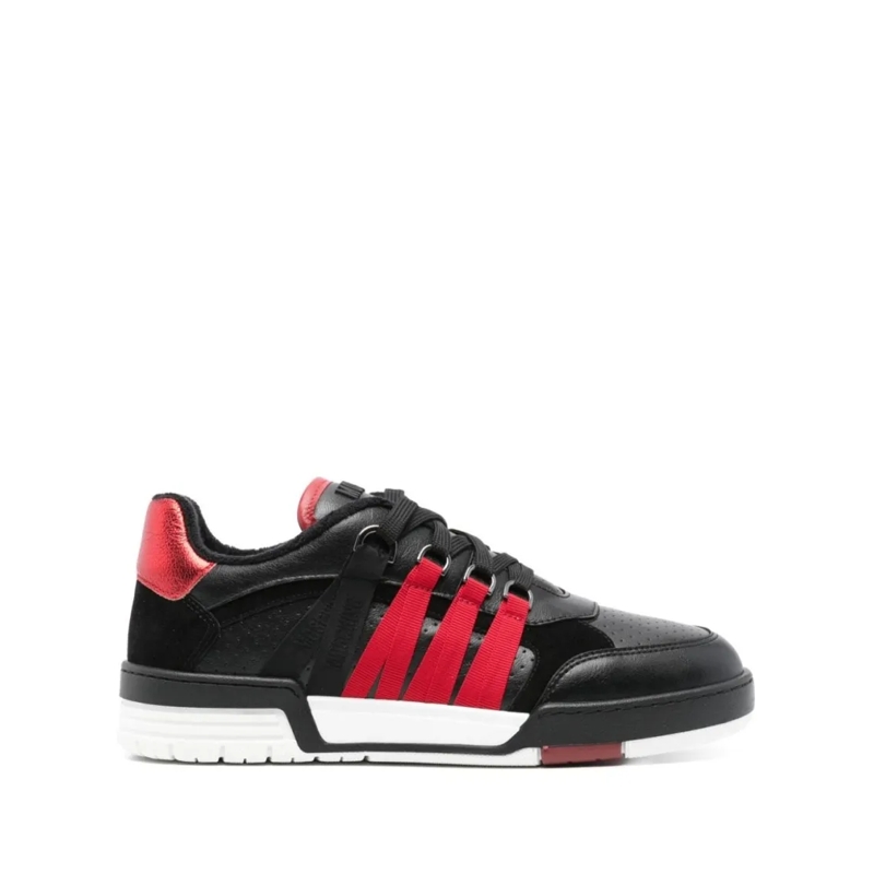 Moschino Lage-top sneaker Panelled Calf Leather And Suede Sneakers Black