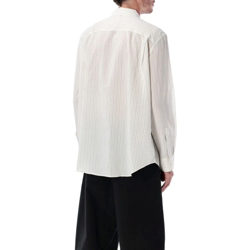 Studio Nicholson Overhemd View Striped Silk Shirt White