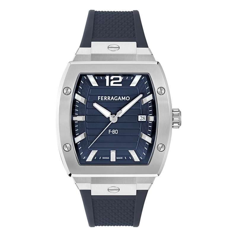 Salvatore Ferragamo Quarzuhr Quarz-Analoguhr F-80 Tonneau blau