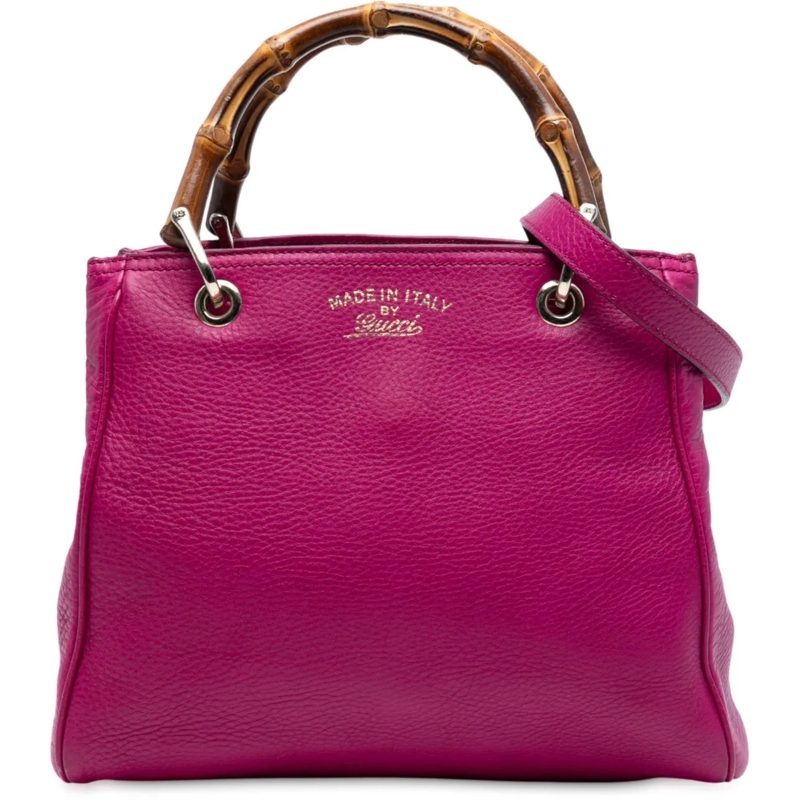 Gucci Schultertasche Small Calfskin Bamboo Shopper Satchel rose